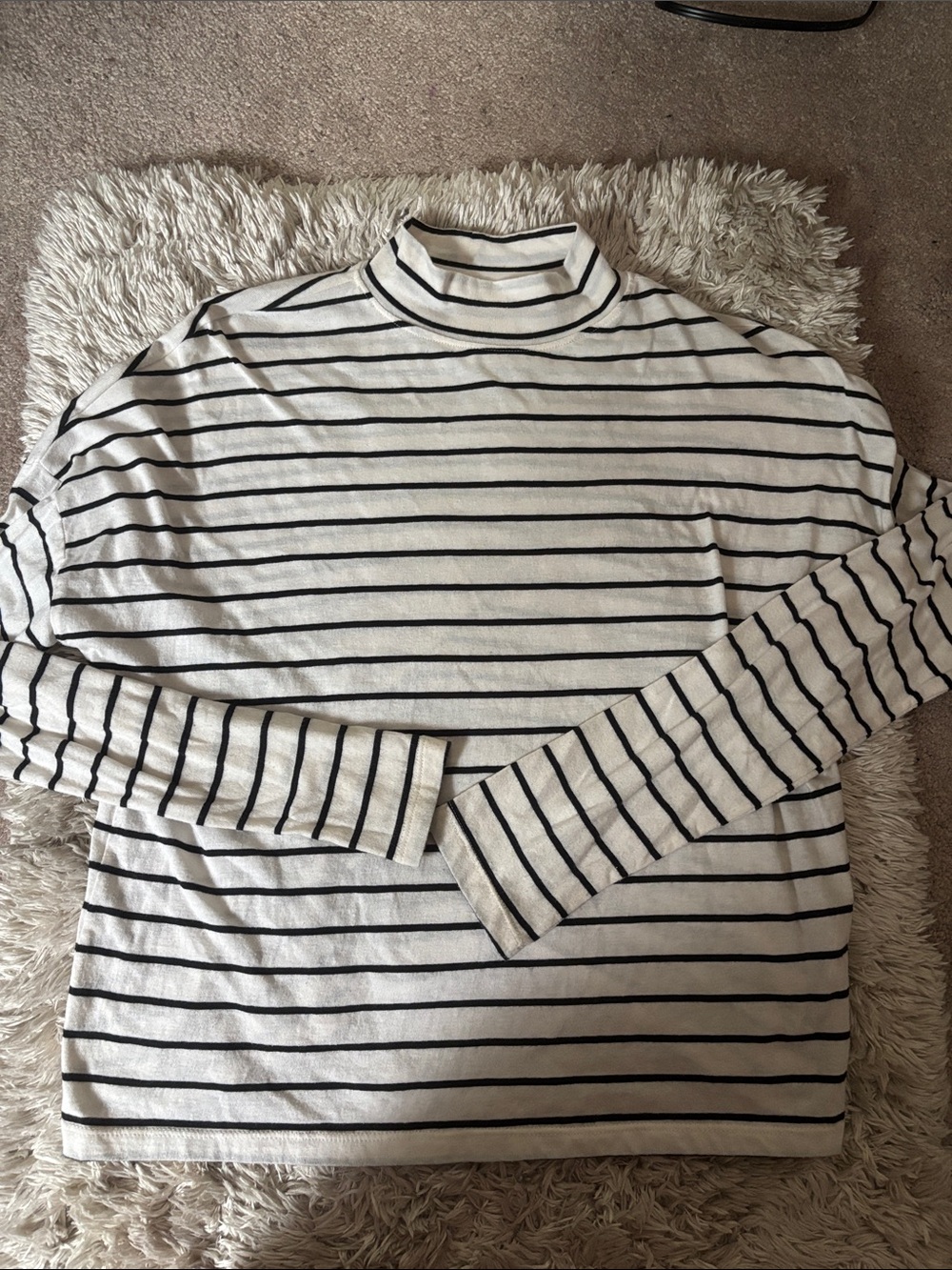bp Striped Mock Neck Top - Cream & Black size small